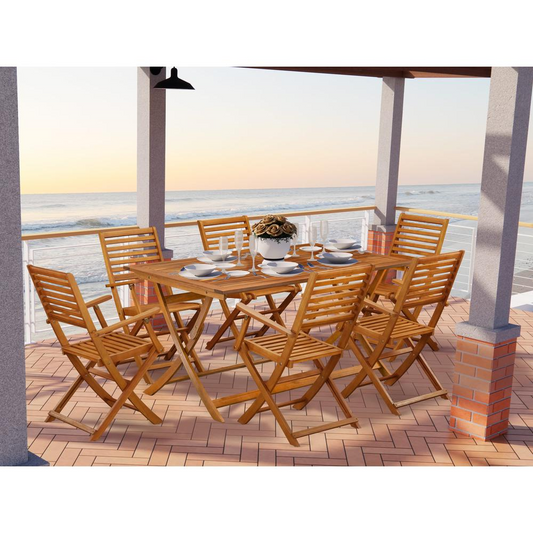 East West Furniture 7 Piece Outdoor Patio Set - Perfect for Shore, Camping, and Picnics