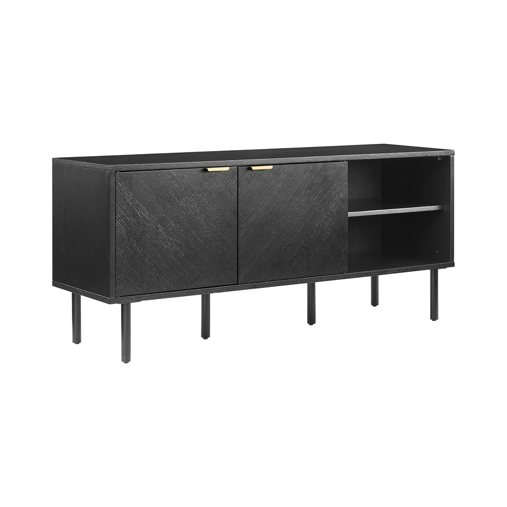 Brody Record Storage Sideboard - Modern Oak Wood Credenza
