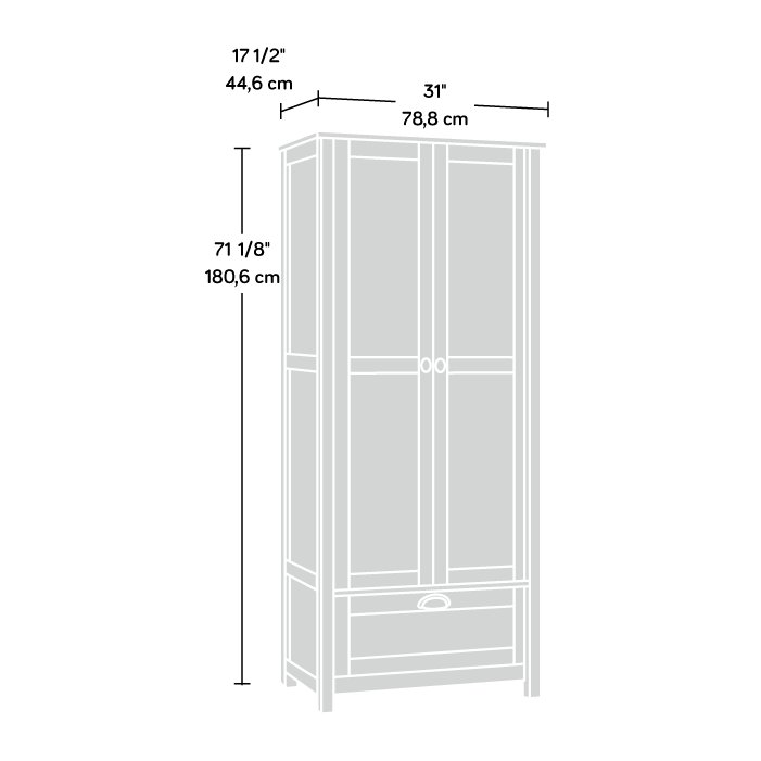 Storage Cabinet - 72"h | Rustic Walnut Finish | Adjustable Shelves | Easy-glide Drawer