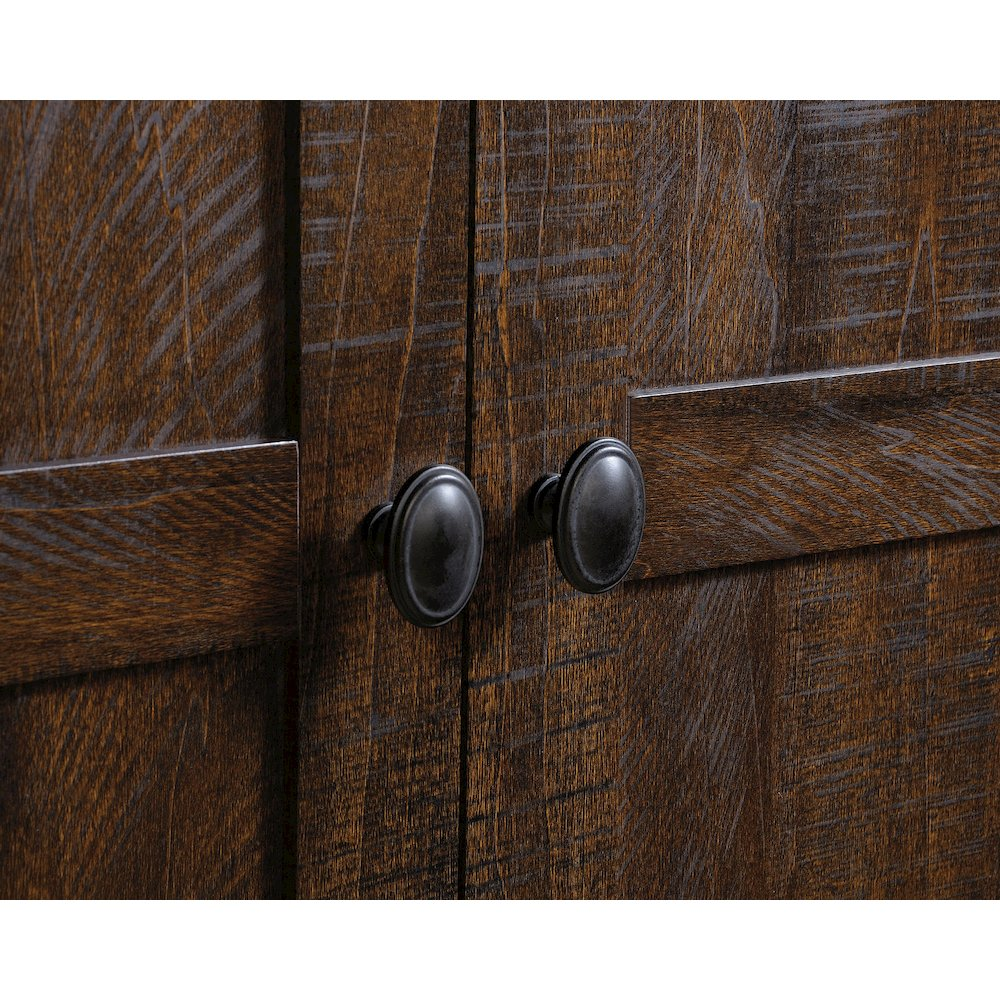 Storage Cabinet - 72"h | Rustic Walnut Finish | Adjustable Shelves | Easy-glide Drawer