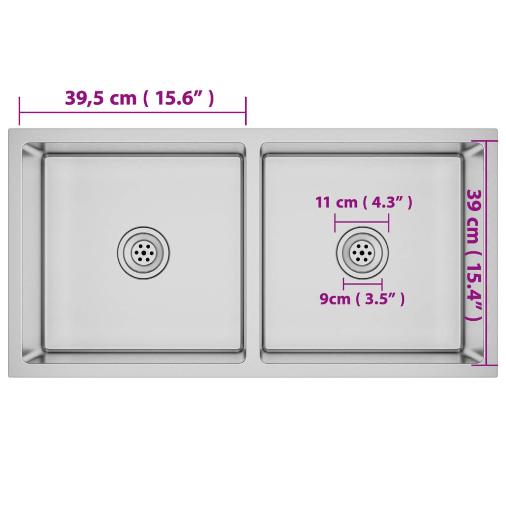 vidaXL Handmade Kitchen Sink Stainless Steel - Clean Contemporary Design