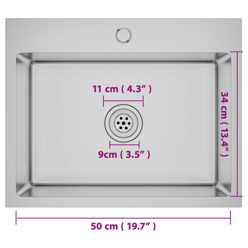 vidaXL Handmade Kitchen Sink Stainless Steel - Contemporary Design, High-Graded Stainless Steel