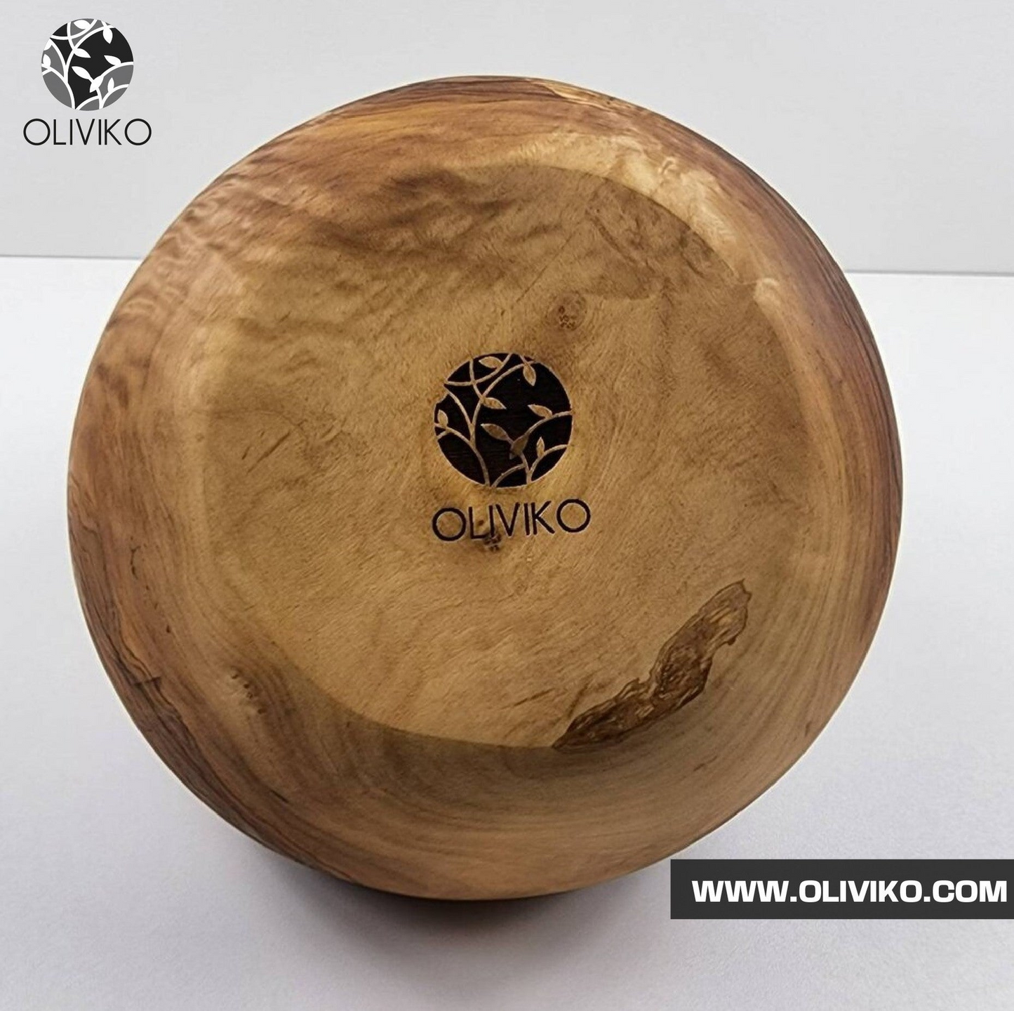 OLIVIKO 100% Handmade Olive Wood Bowl - 8 inch Salad and Snack Bowl