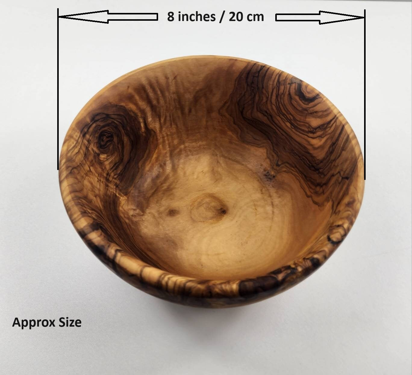 OLIVIKO 100% Handmade Olive Wood Bowl - 8 inch Salad and Snack Bowl