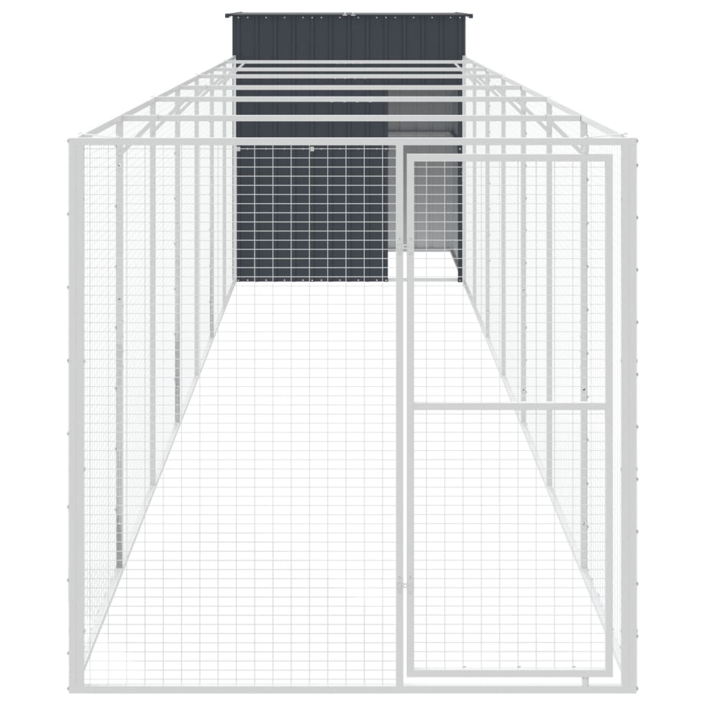 vidaXL Dog House with Run Anthracite 65"x339.8"x71.3" Galvanized Steel