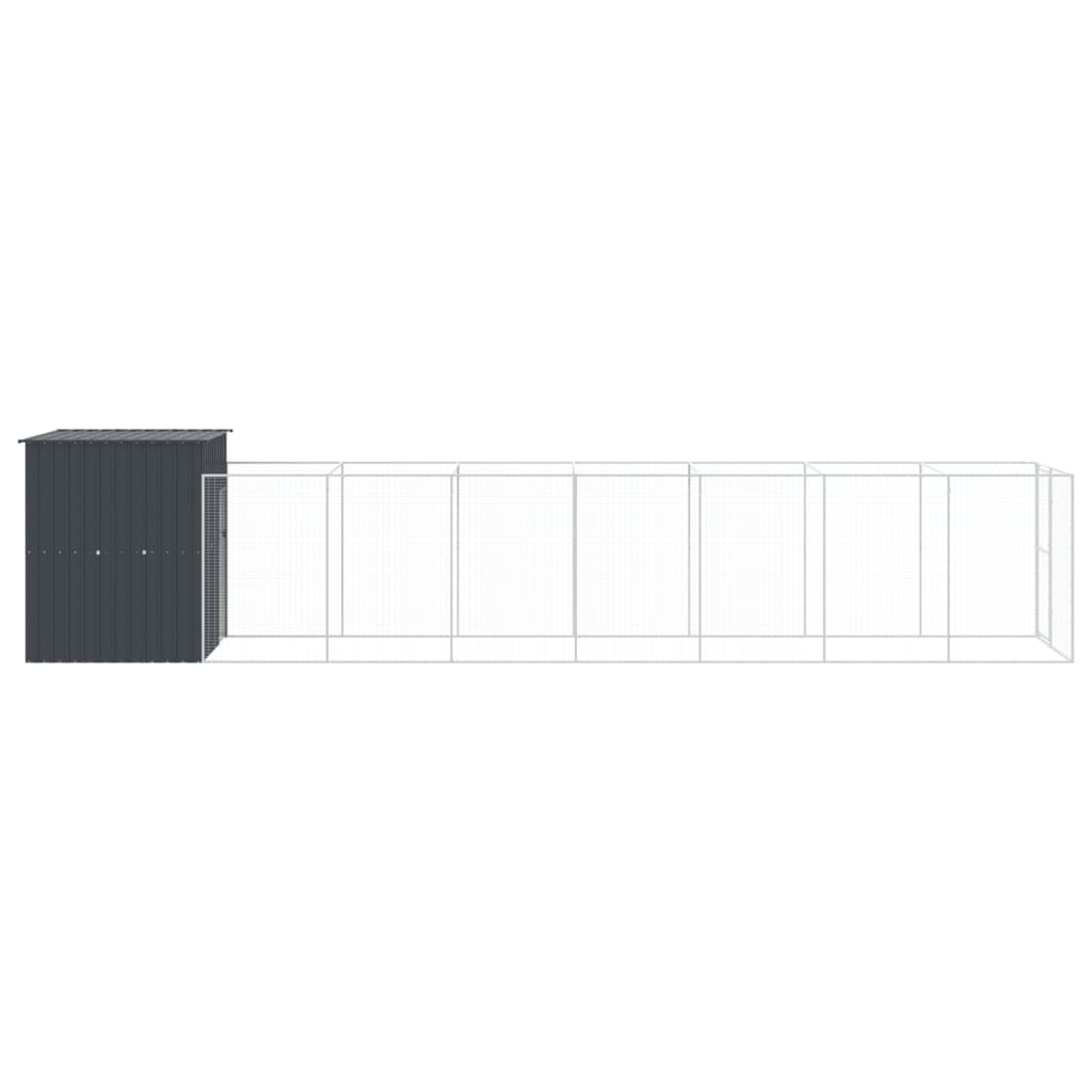 vidaXL Dog House with Run Anthracite 65"x339.8"x71.3" Galvanized Steel