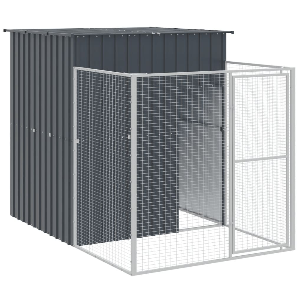 vidaXL Dog House with Run Anthracite 65"x339.8"x71.3" Galvanized Steel