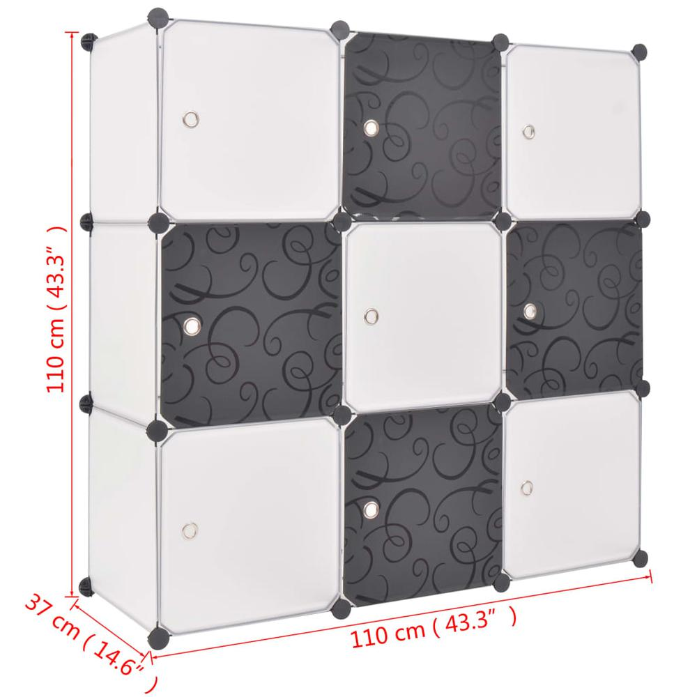 vidaXL Storage Cube Organizer with 9 Compartments - Black and White