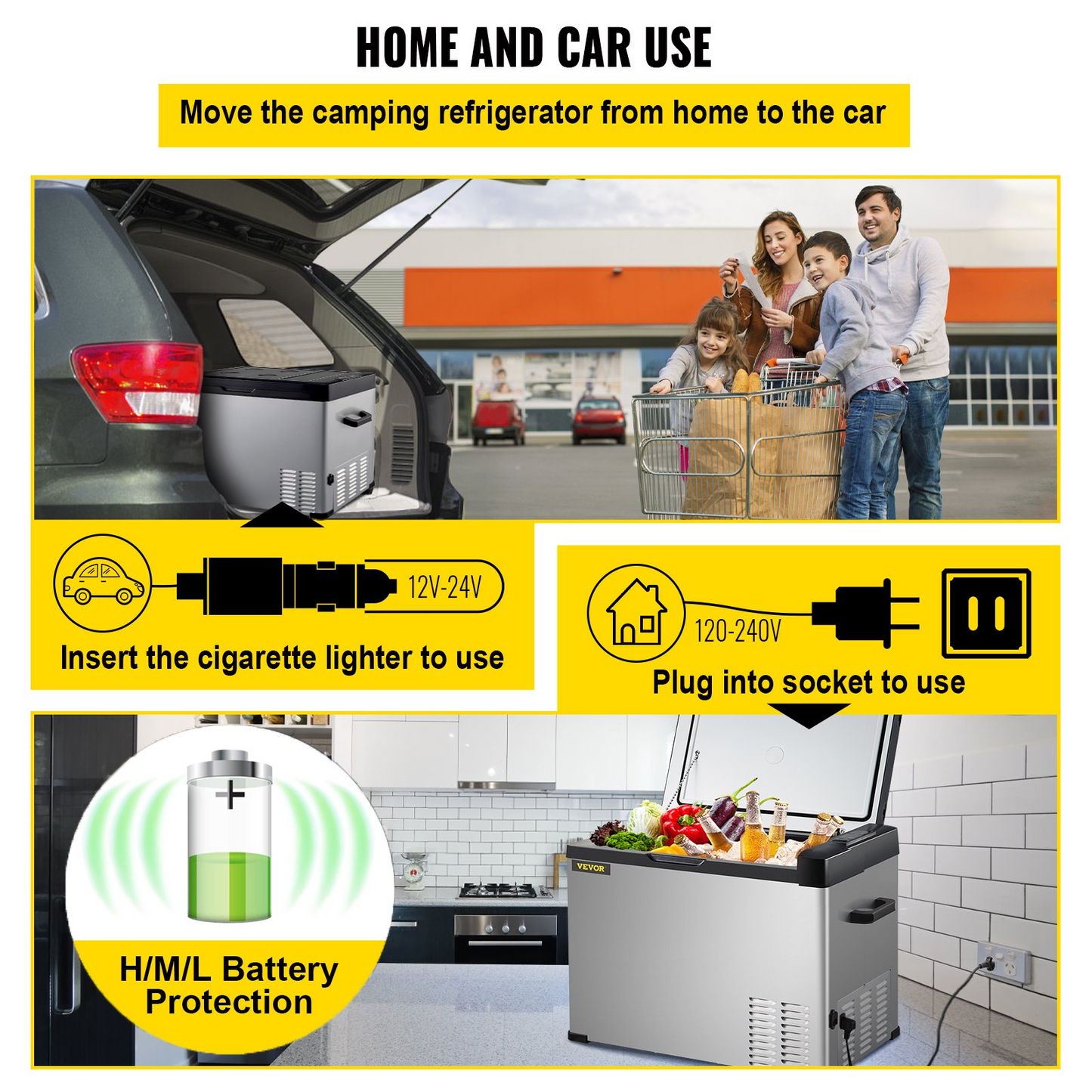 VEVOR 12 Volt Refrigerator - Portable Car Compressor Fridge Cooler (42 Quart)