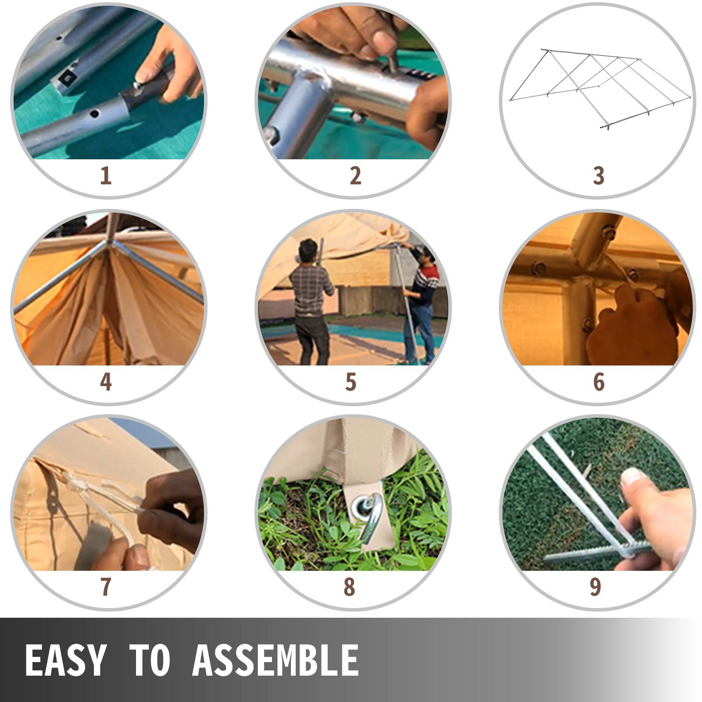 VEVOR Large Canvas Tent 12x14ft | Waterproof Wall Tent with PVC Storm Flap