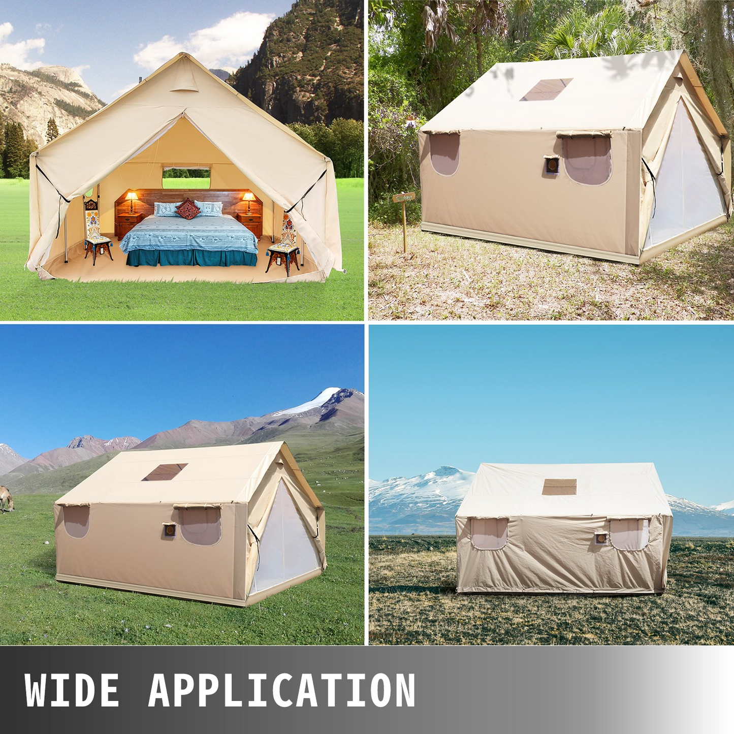 VEVOR Large Canvas Tent 12x14ft | Waterproof Wall Tent with PVC Storm Flap