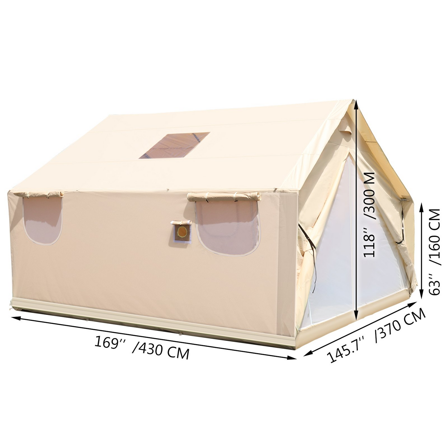 VEVOR Large Canvas Tent 12x14ft | Waterproof Wall Tent with PVC Storm Flap