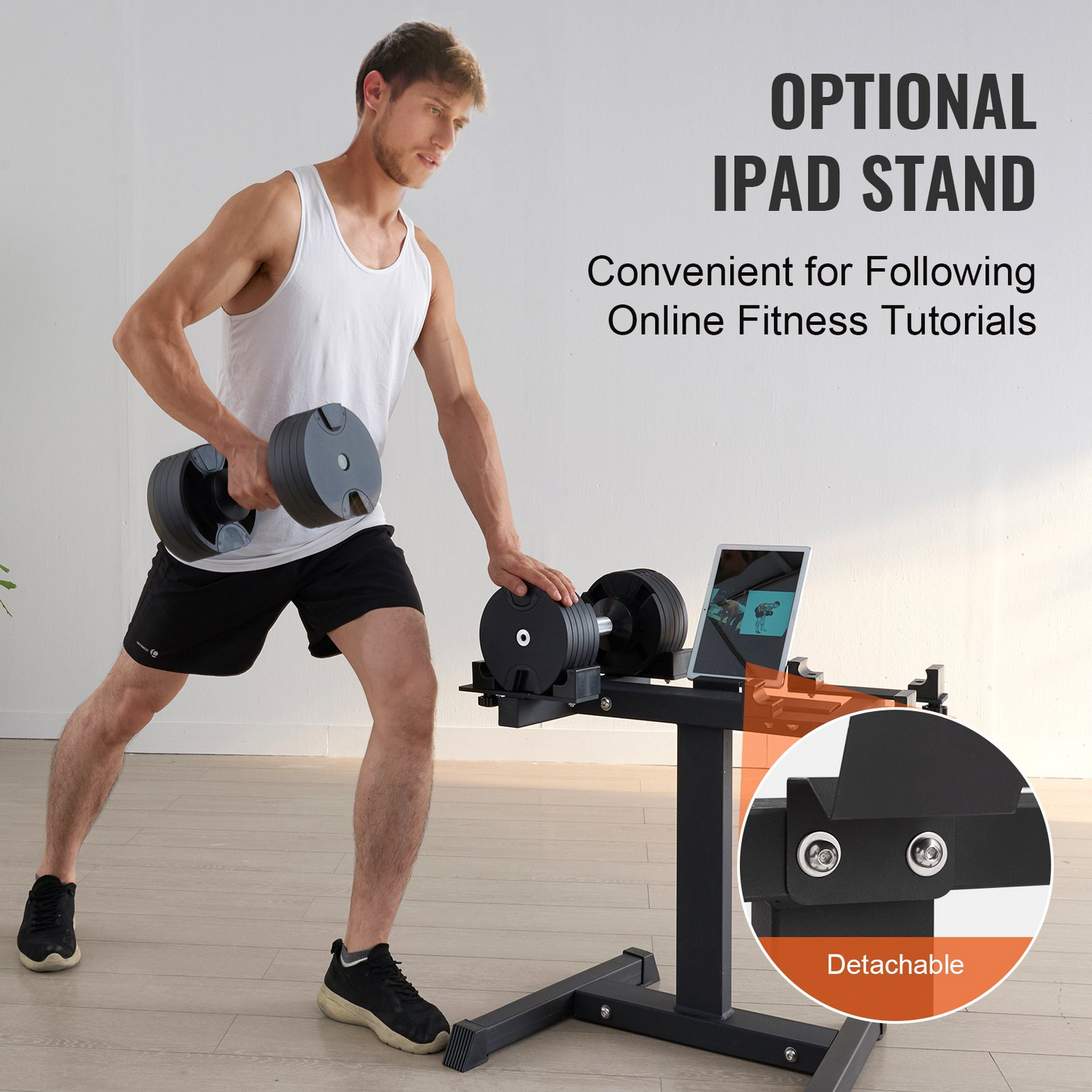 VEVOR Adjustable Dumbbell Stand | Home Fitness Rack with Media Rack