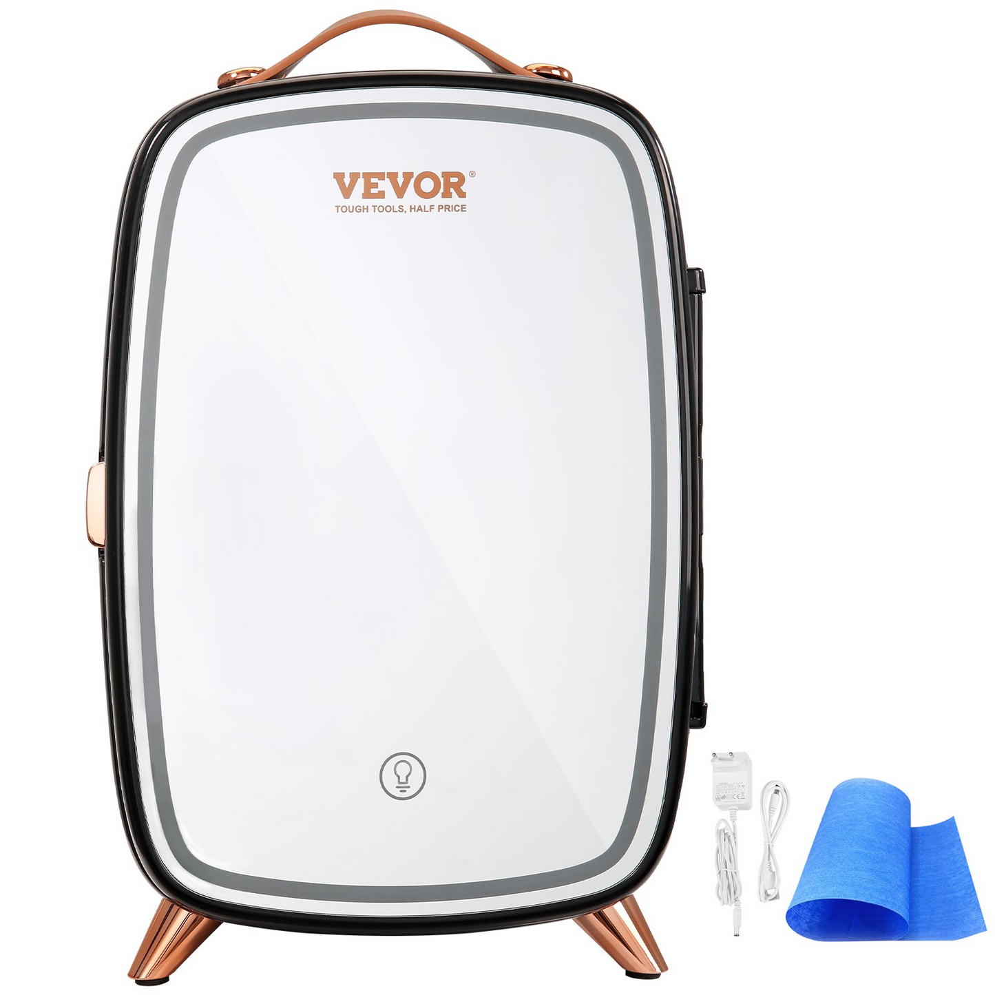 Vevor Mini Fridge, 6L Skincare Fridge with LED Light and HD Mirror, Black