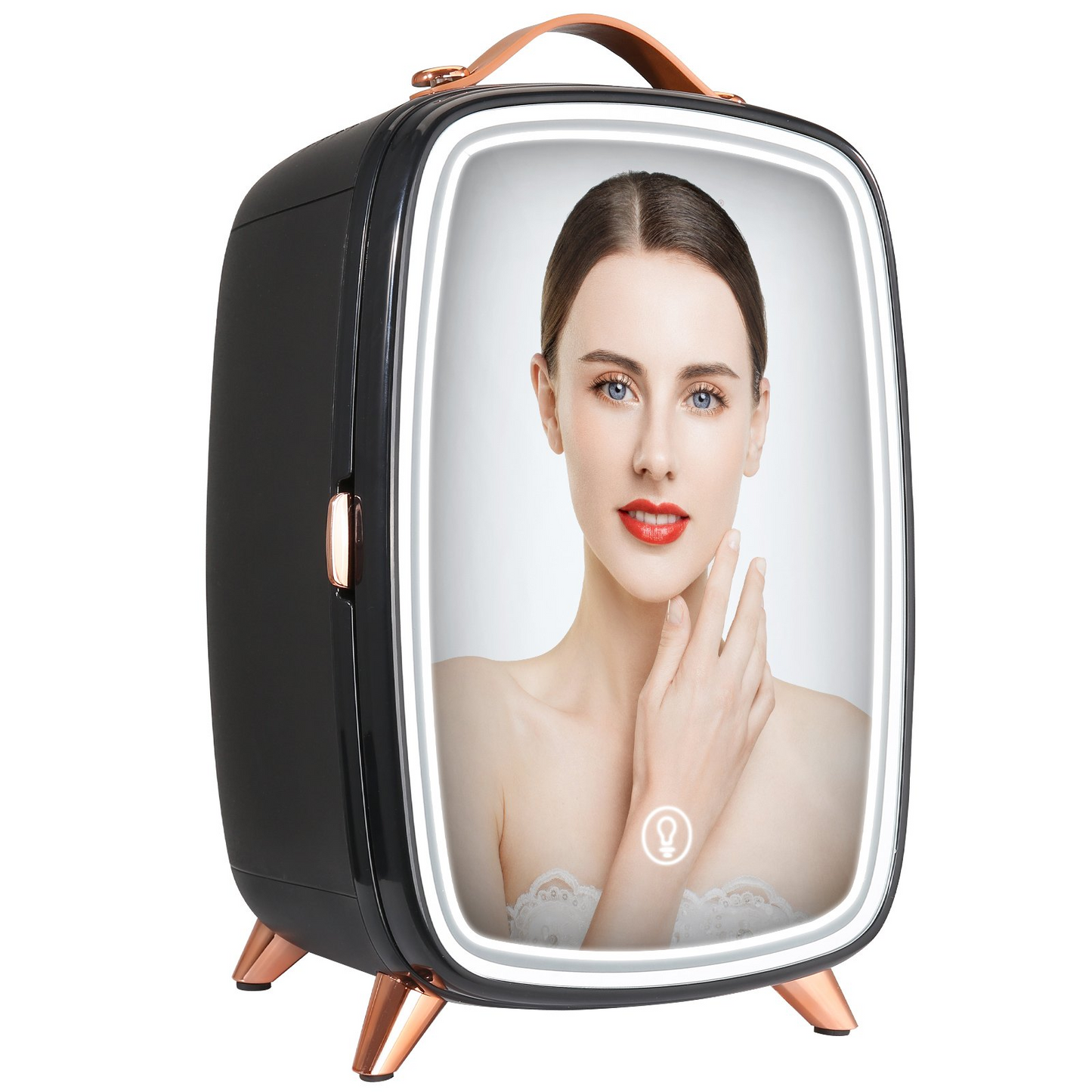 Vevor Mini Fridge, 6L Skincare Fridge with LED Light and HD Mirror, Black