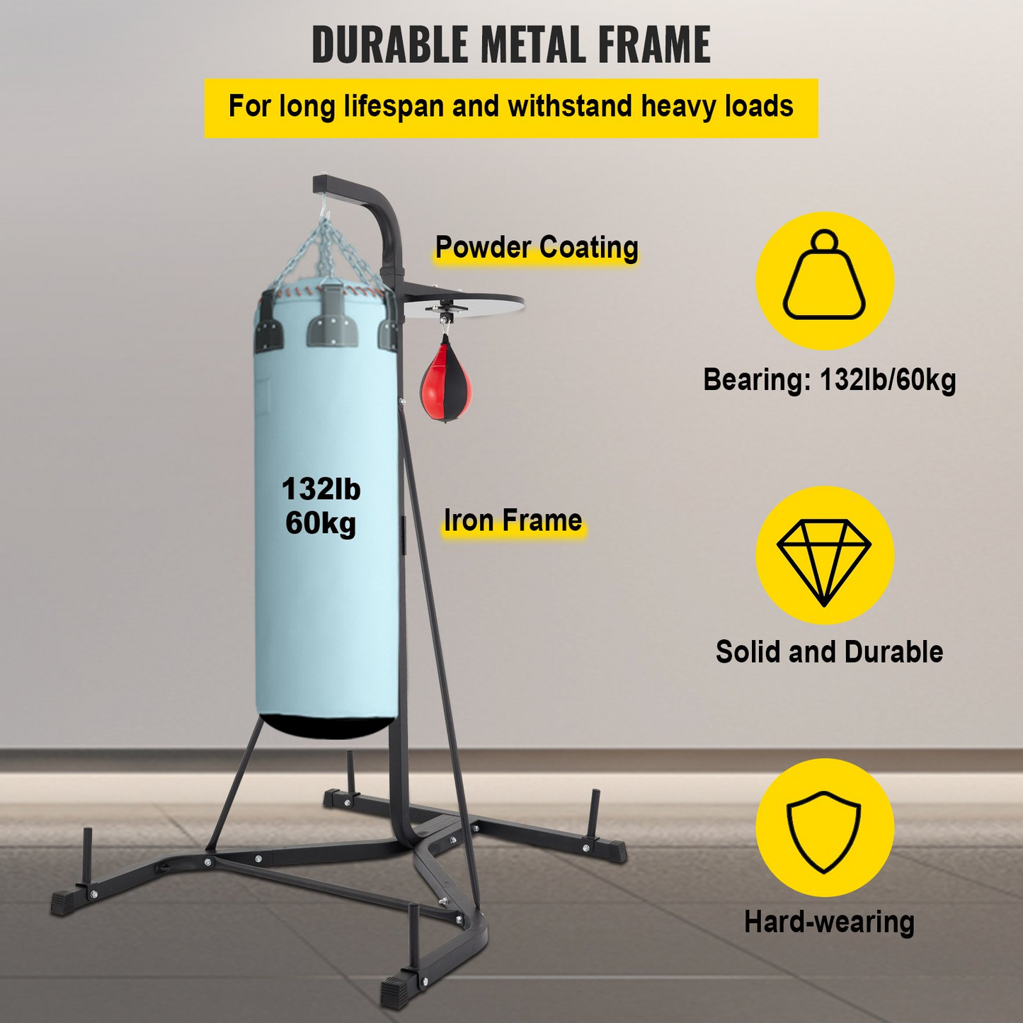 VEVOR Heavy Bag Stand with Speed Ball | Height Adjustable Punching Bag Stand