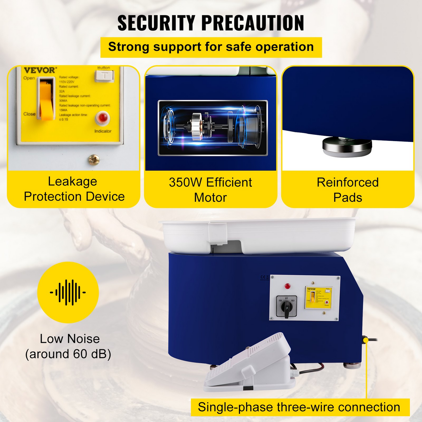 VEVOR Pottery Wheel 28cm Pottery Forming Machine with Detachable Basin Foot Pedal Control