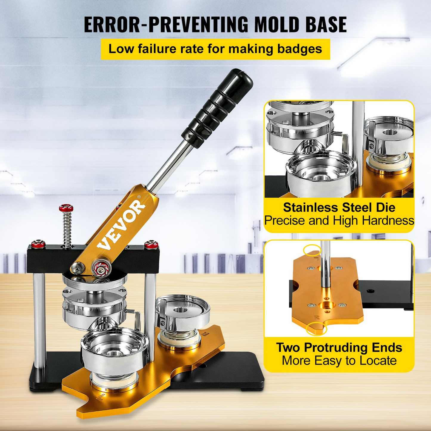 VEVOR Button Maker 75mm Rotate Button Maker 3inch Badge Maker Punch Press Machine with 100 Sets Circle Button Parts