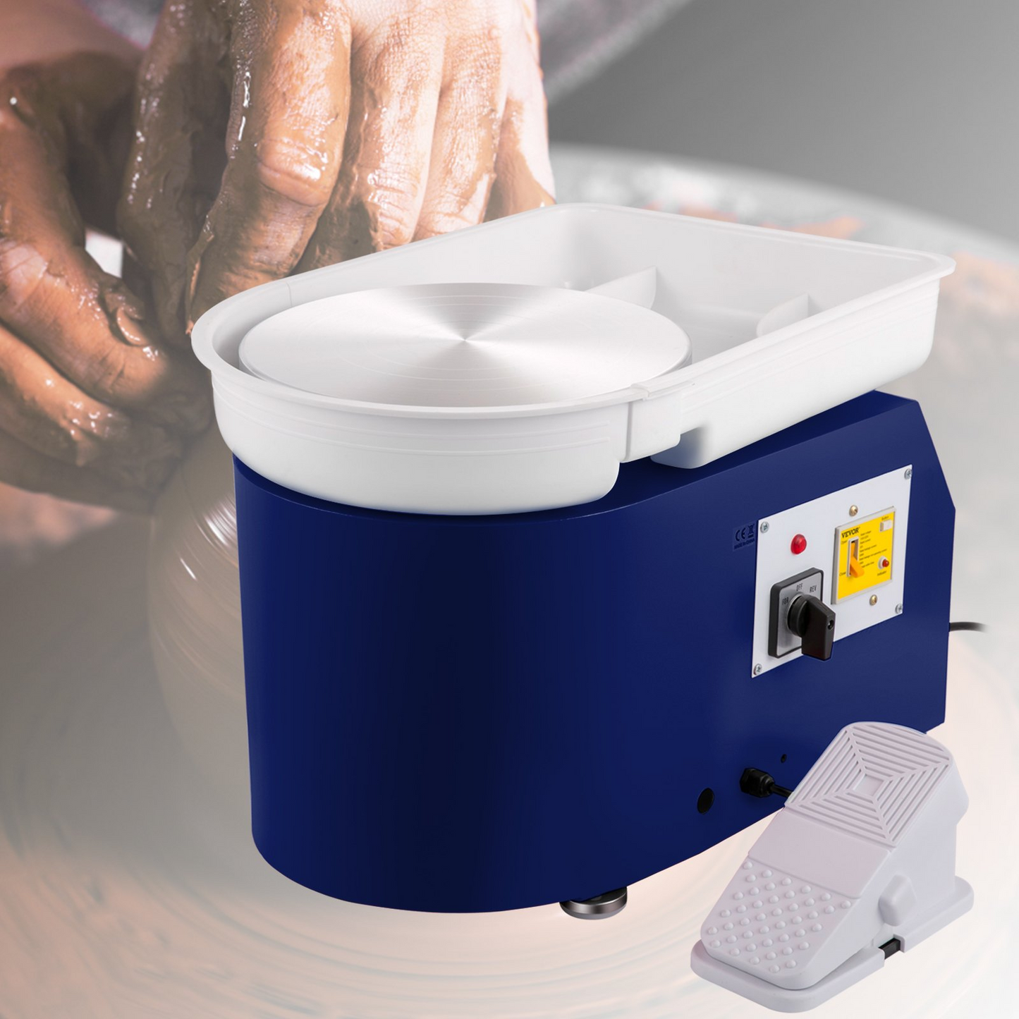 VEVOR Pottery Wheel 28cm Pottery Forming Machine with Detachable Basin Foot Pedal Control