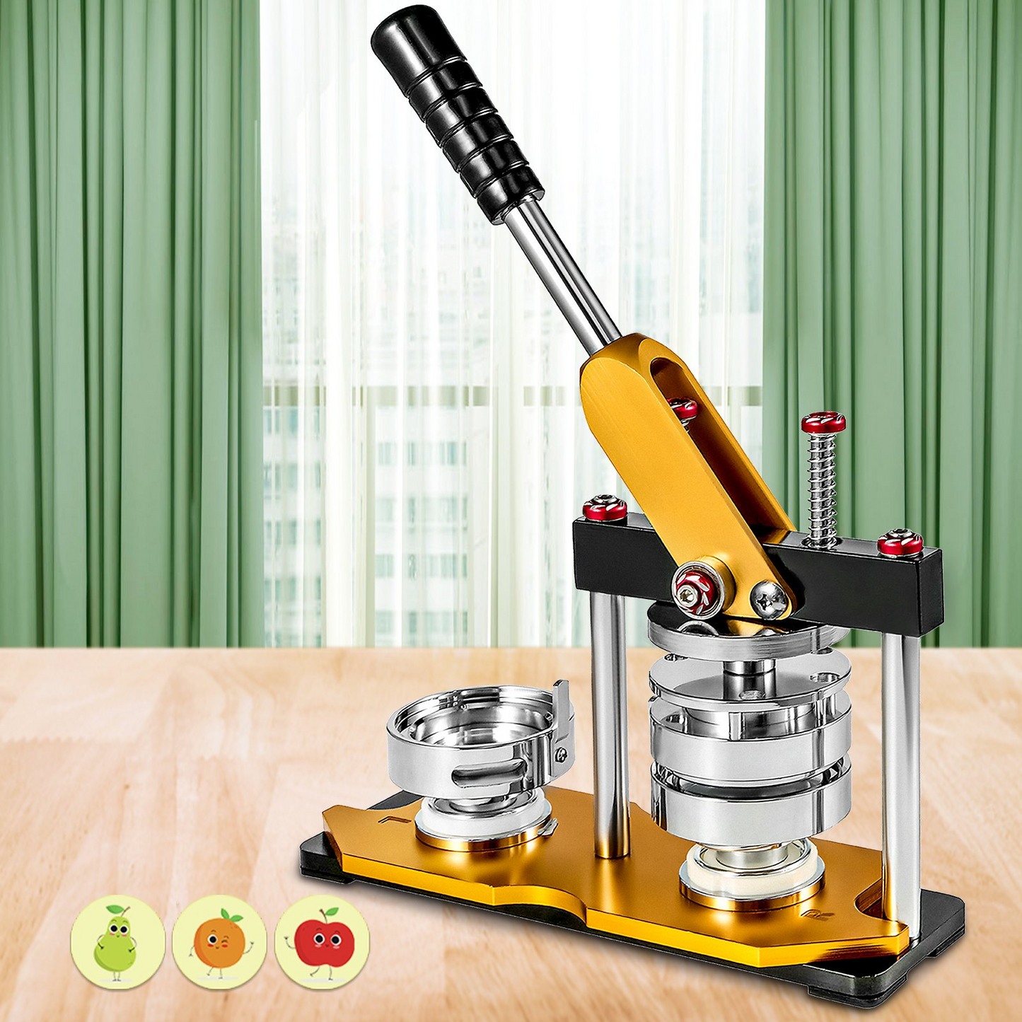 VEVOR Button Maker 75mm Rotate Button Maker 3inch Badge Maker Punch Press Machine with 100 Sets Circle Button Parts