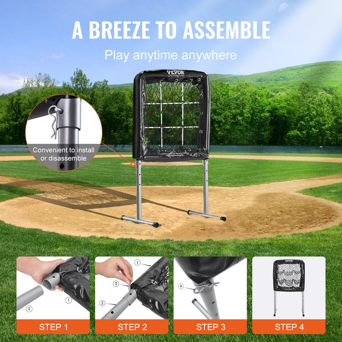 VEVOR 9 Hole Baseball Net, 28"x27" Softball Baseball Training Equipment