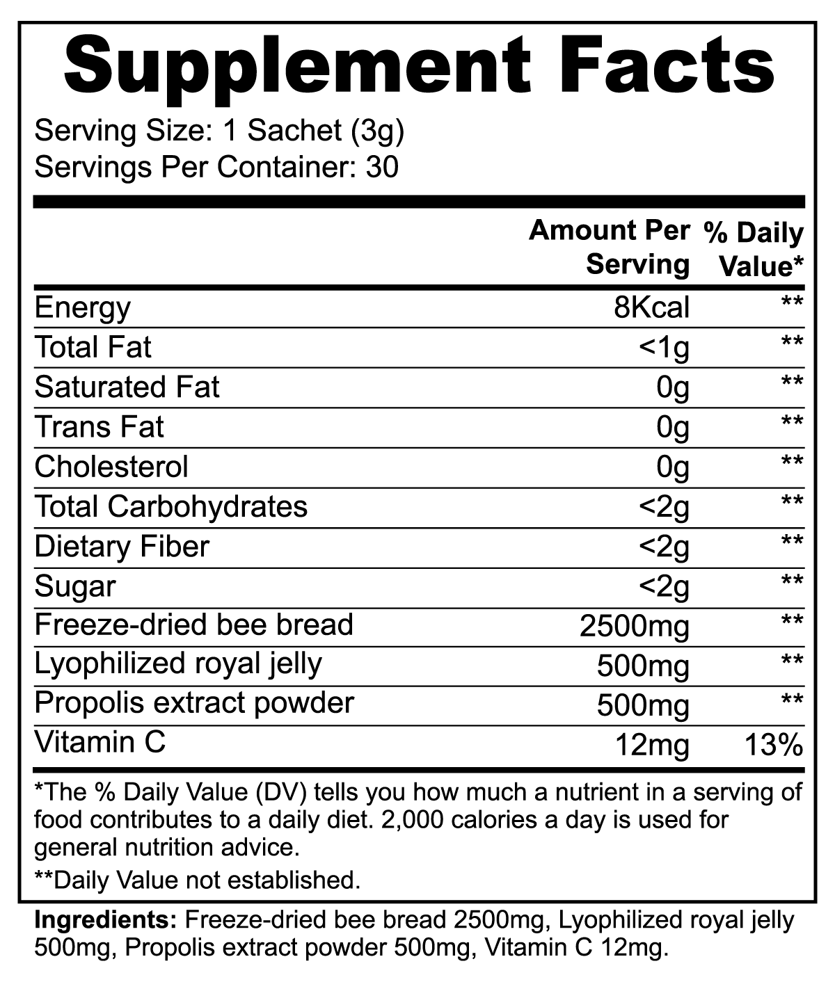 Bee Pearl Powder - Concentrated Bee Bread, Propolis, and Royal Jelly for Optimal Health