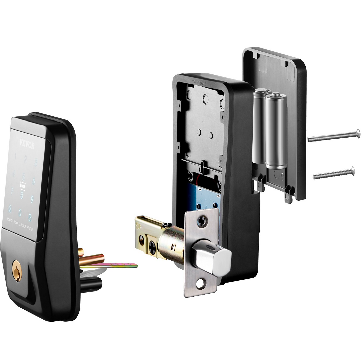 VEVOR Smart Lock, Keyless Entry Door Lock with Bluetooth App Control, IC Card, Electronic Keypad, Spare Keys, Smart Door Knob Keypad Deadbolt for Home, Apartment, Office, Hotel, Black