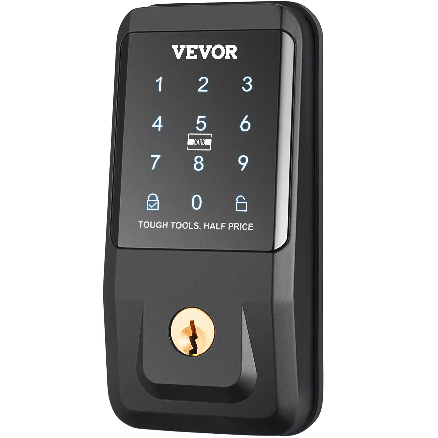 VEVOR Smart Lock, Keyless Entry Door Lock with Bluetooth App Control, IC Card, Electronic Keypad, Spare Keys, Smart Door Knob Keypad Deadbolt for Home, Apartment, Office, Hotel, Black