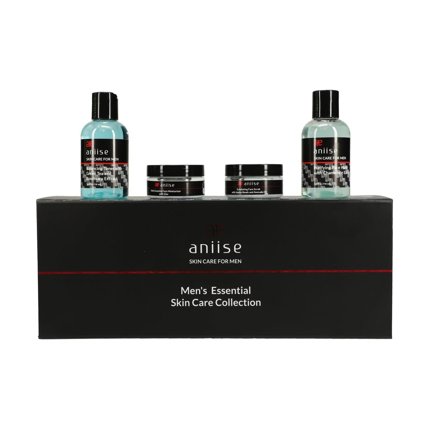Men's Essential Skin Care Set - Purifying Face Wash, Daily Moisturizer, Balancing Toner, Exfoliating Face Scrub