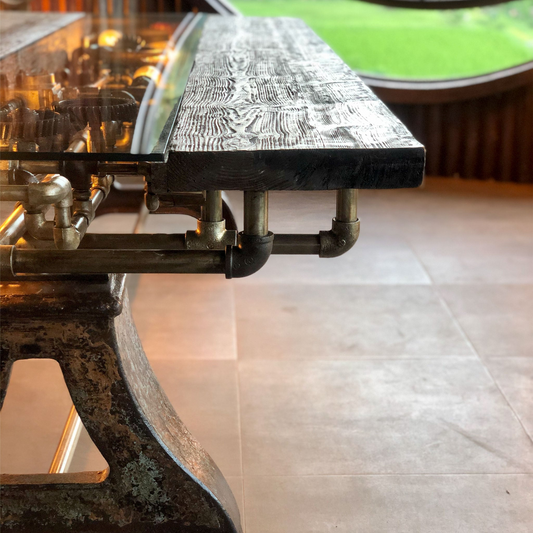 Unique Handmade Steam Punk Dining Table - Industrial Charm | Golden Pigs