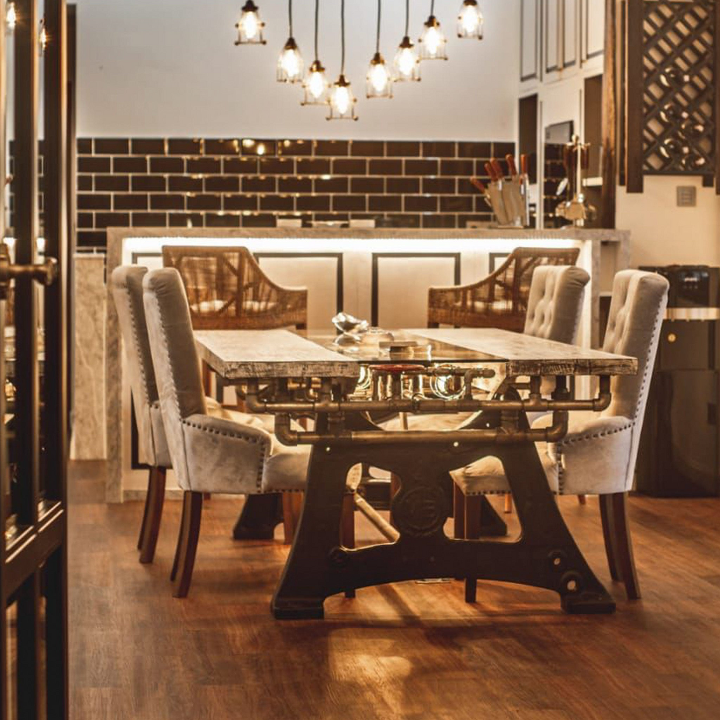 Unique Handmade Steam Punk Dining Table - Industrial Charm | Golden Pigs