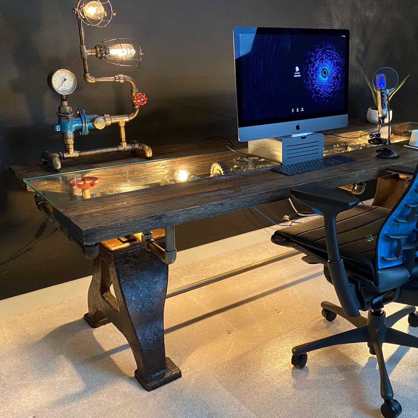 Unique Handmade Steam Punk Dining Table - Industrial Charm | Golden Pigs