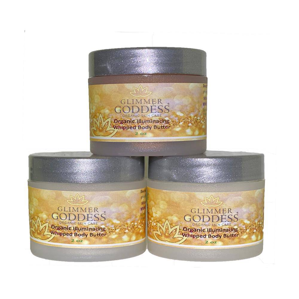 Organic Shimmering Whipped Body Butter Trio - Nourish and Glow with a Touch of Glimmer