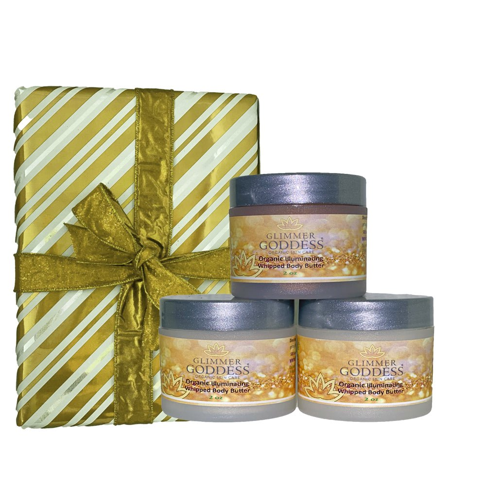 Organic Shimmering Whipped Body Butter Trio - Nourish and Glow with a Touch of Glimmer
