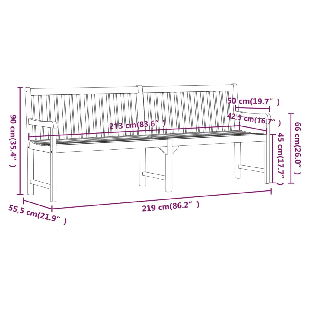 vidaXL Patio Bench 86.2" Solid Acacia Wood - Outdoor Furniture