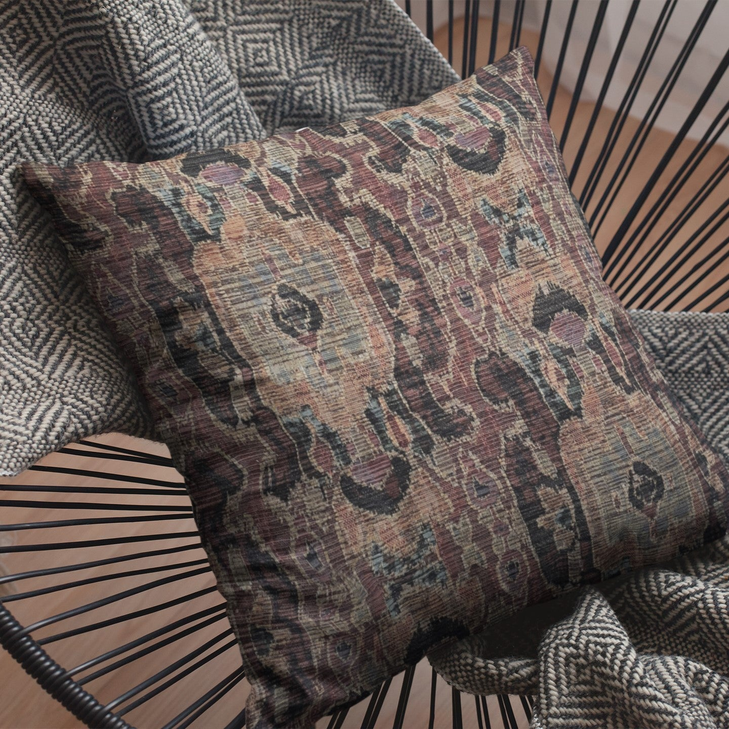 Sonoma Canyon Magenta Coral and Blue Handmade Luxury Pillow - Opulent Design, Made in USA