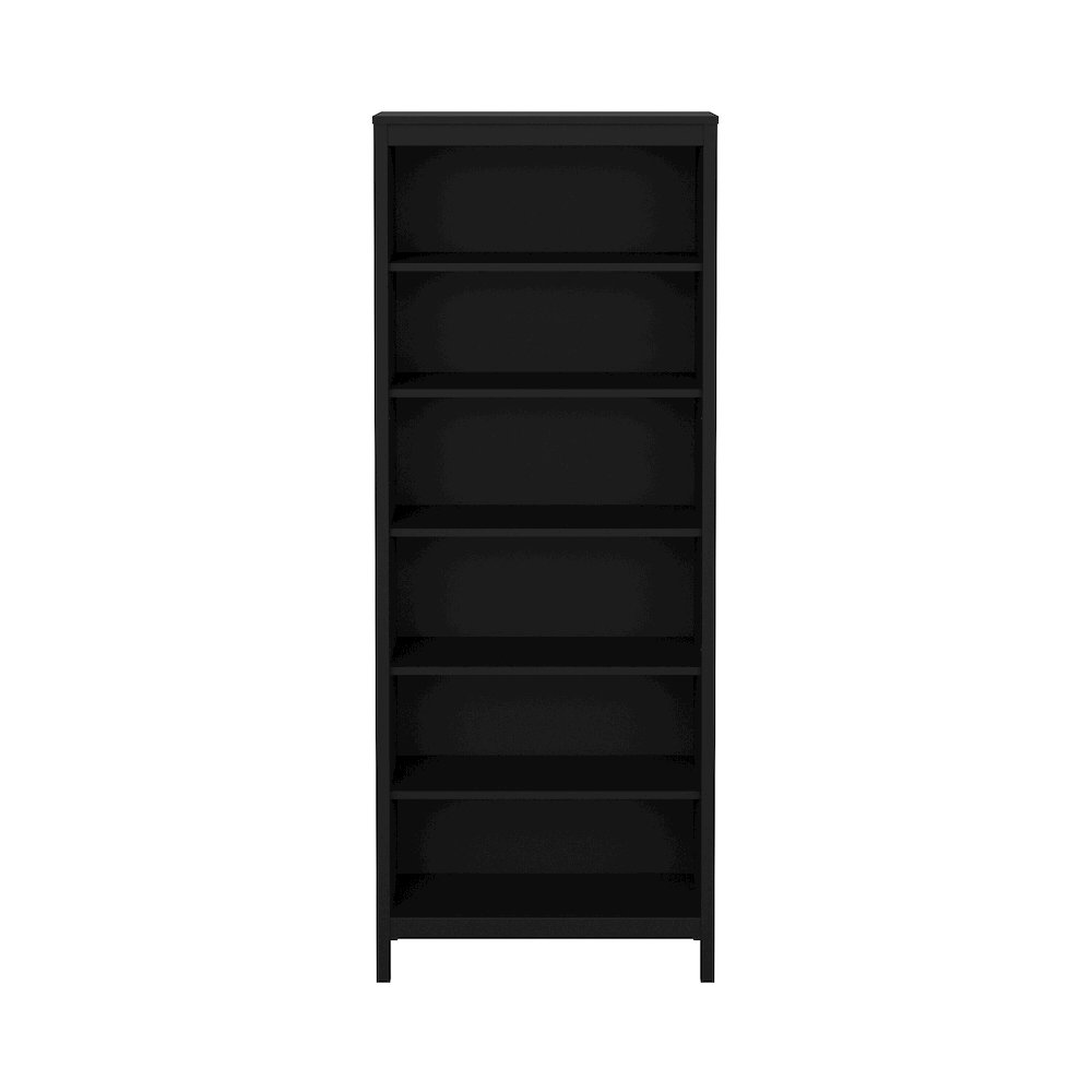 Adjustable 6 Shelf Bookcase, Open Storage Home Office Bookshelf, Black Matte