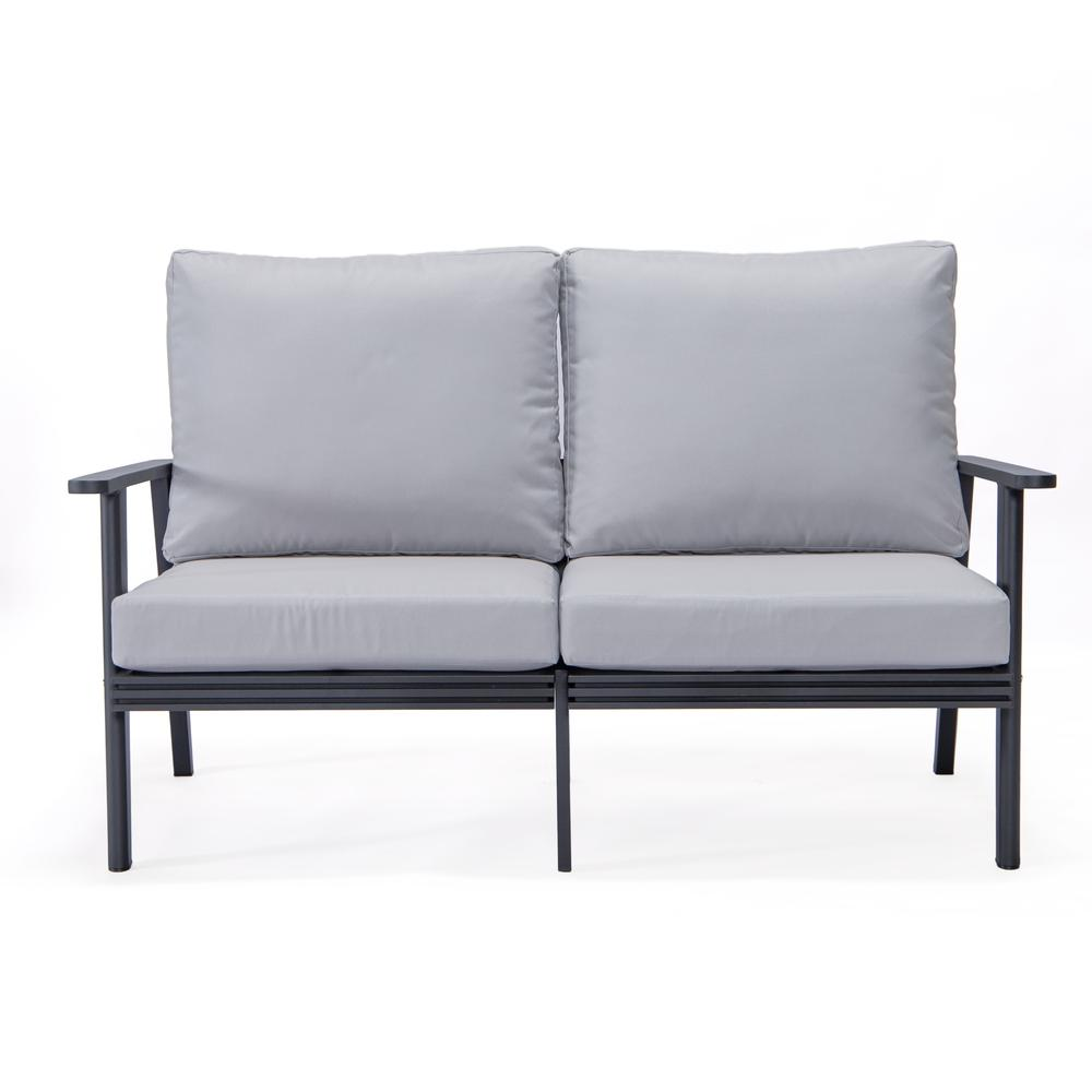 Outdoor Patio Loveseat with Black Aluminum Frame - Weather-Resistant and Durable