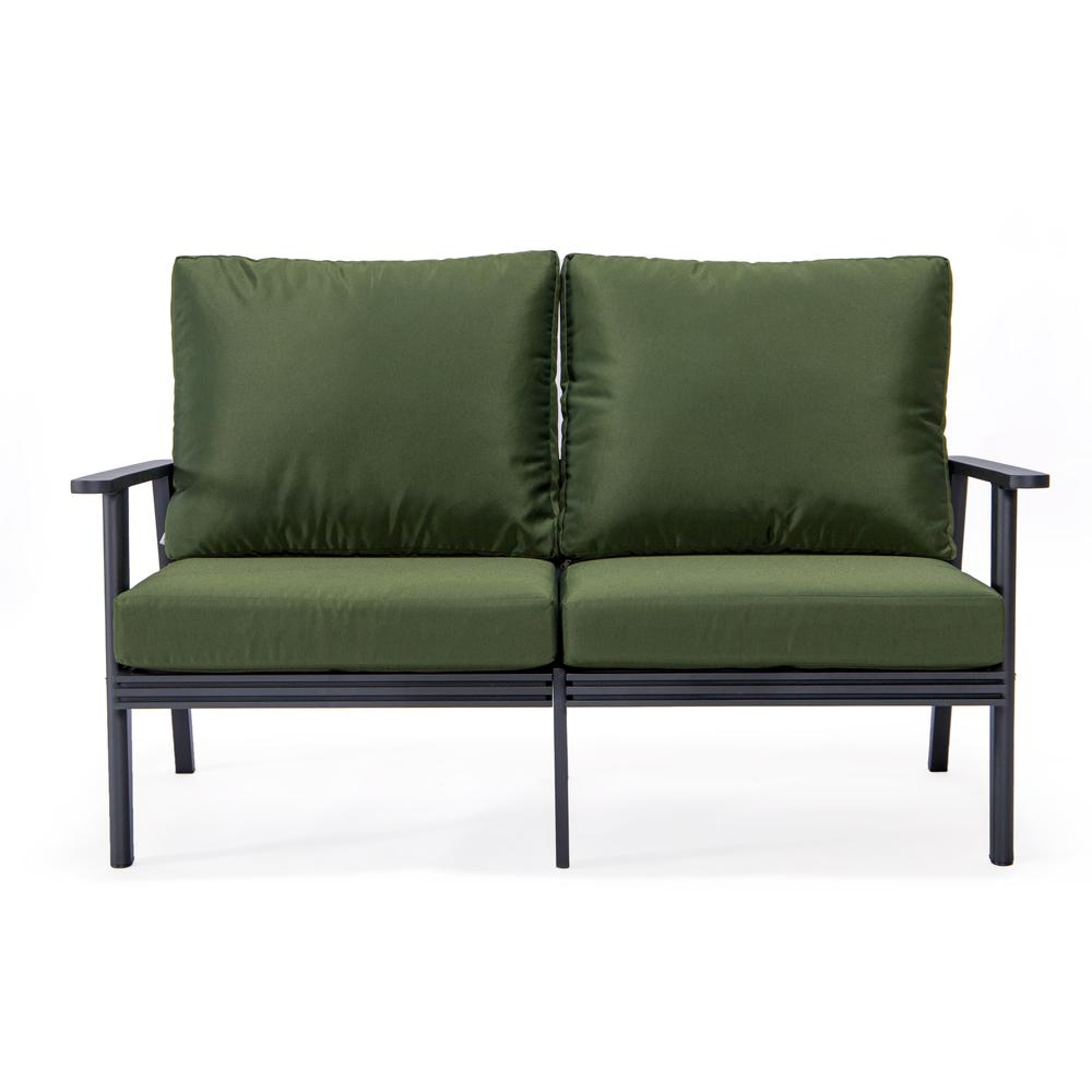 Outdoor Patio Loveseat with Black Aluminum Frame | Weather-Resistant & Comfortable