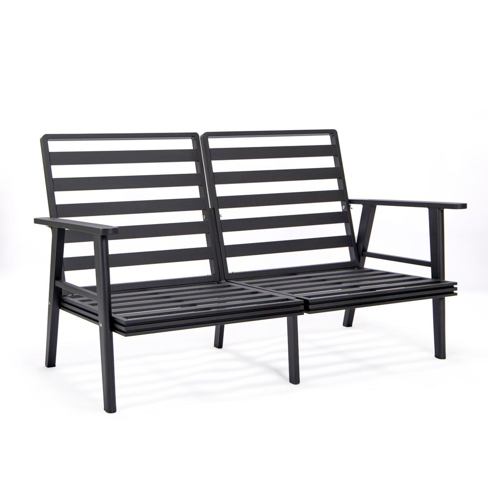 Outdoor Patio Loveseat with Black Aluminum Frame | Weather-Resistant & Comfortable