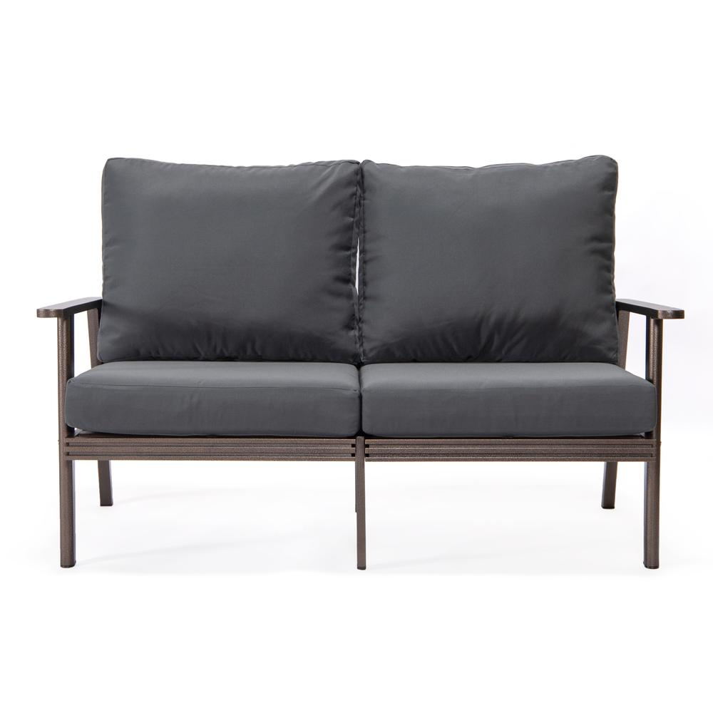 Outdoor Patio Loveseat with Brown Aluminum Frame