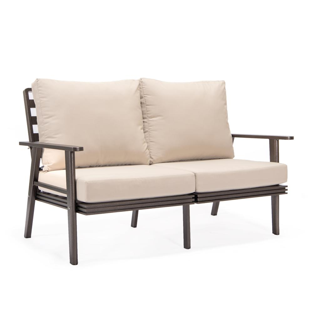 Outdoor Patio Loveseat with Brown Aluminum Frame