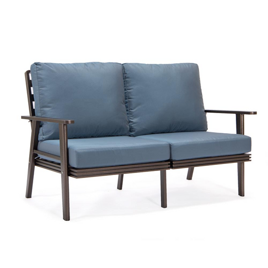 Outdoor Patio Loveseat with Brown Aluminum Frame - Weather Resistant and Comfortable