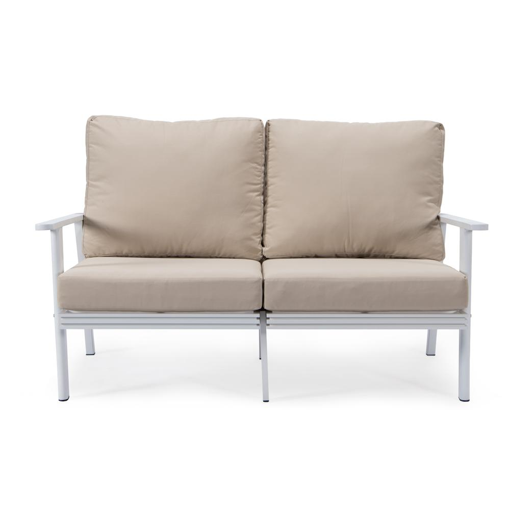 Outdoor Patio Loveseat with White Aluminum Frame - Weather-resistant, Durable, and Comfortable