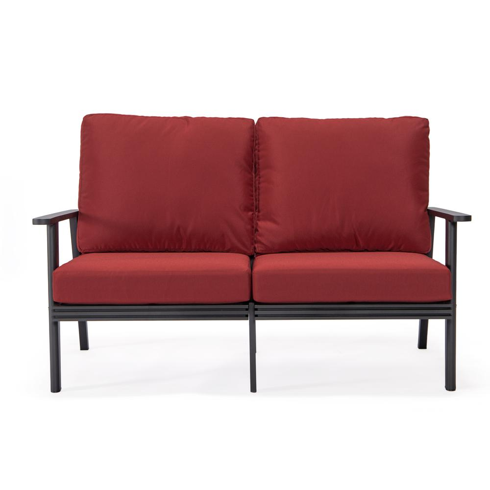Outdoor Patio Loveseat with Black Aluminum Frame - Weather-Resistant, Comfortable, and Easy to Assemble