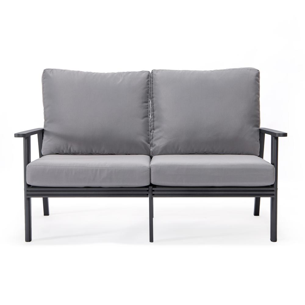 Walbrooke Outdoor Aluminum Loveseat with Black Frame - Weather Resistant Patio Furniture