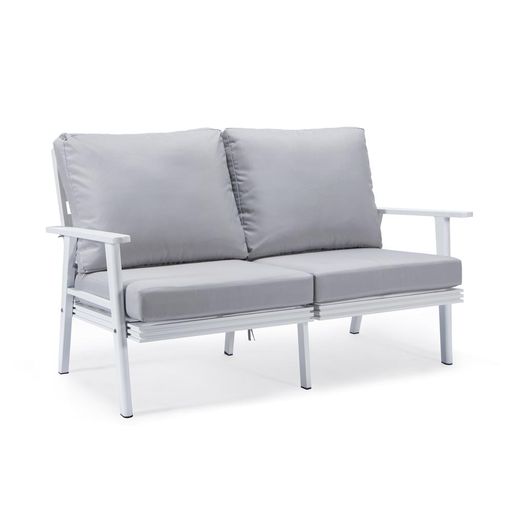 Outdoor Patio Loveseat with White Aluminum Frame