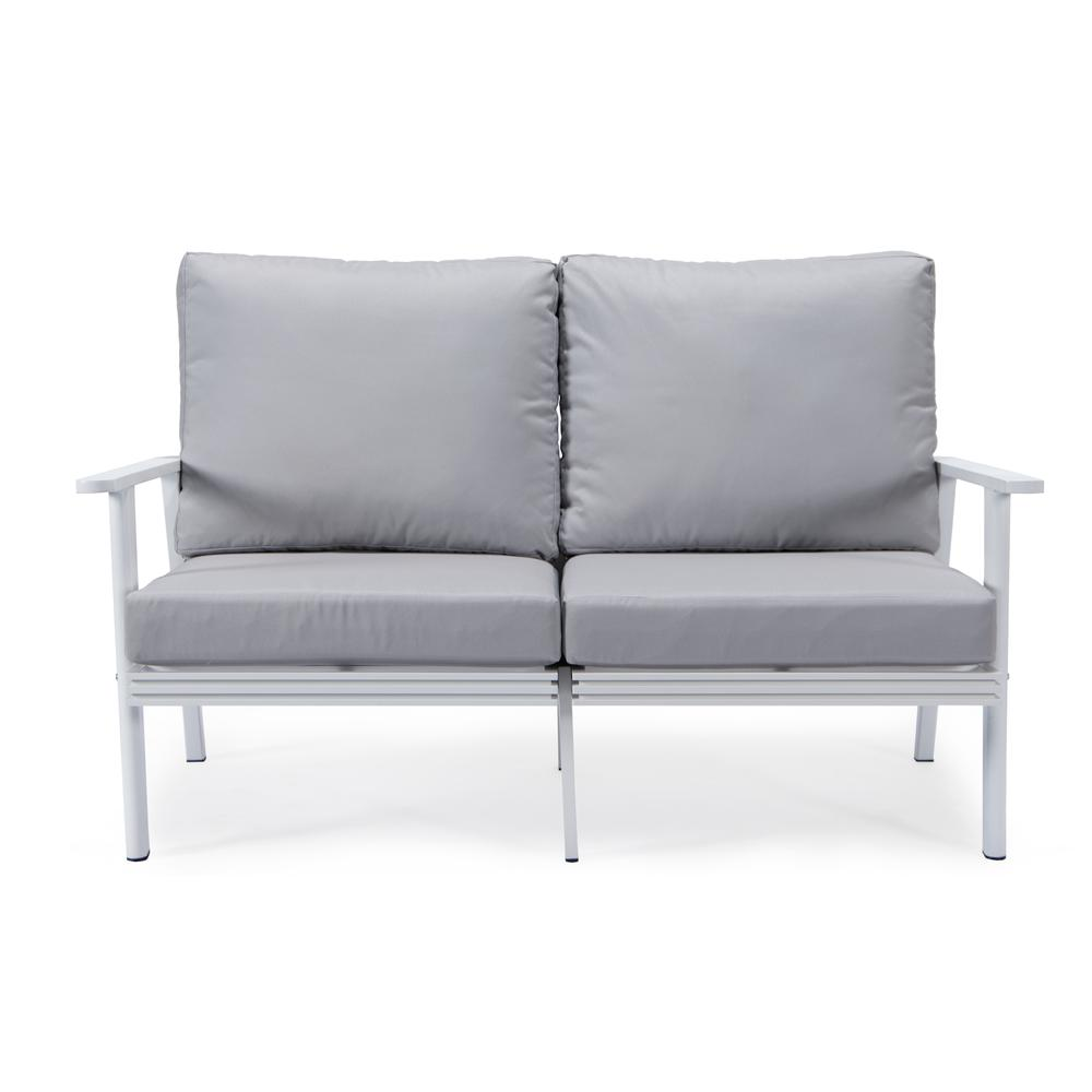 Outdoor Patio Loveseat with White Aluminum Frame