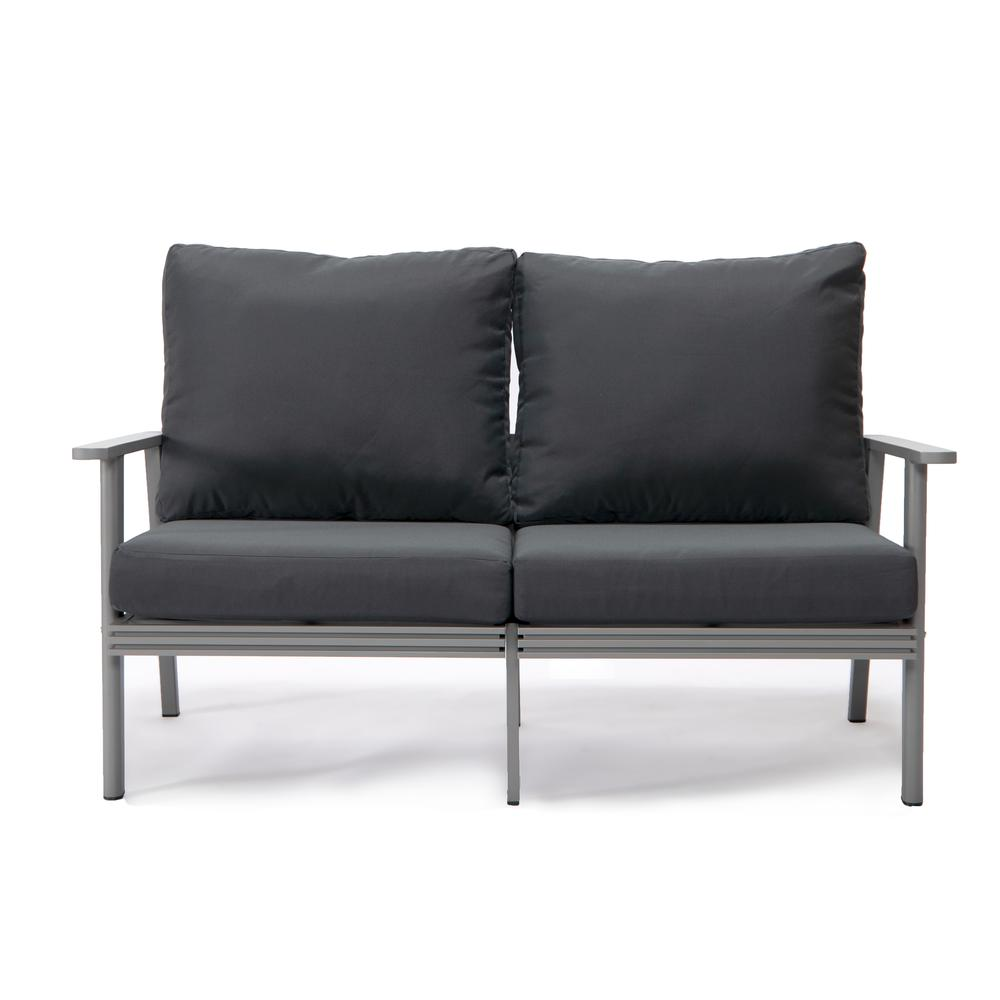 Outdoor Patio Loveseat with Gray Aluminum Frame - Weather Resistant and Comfortable