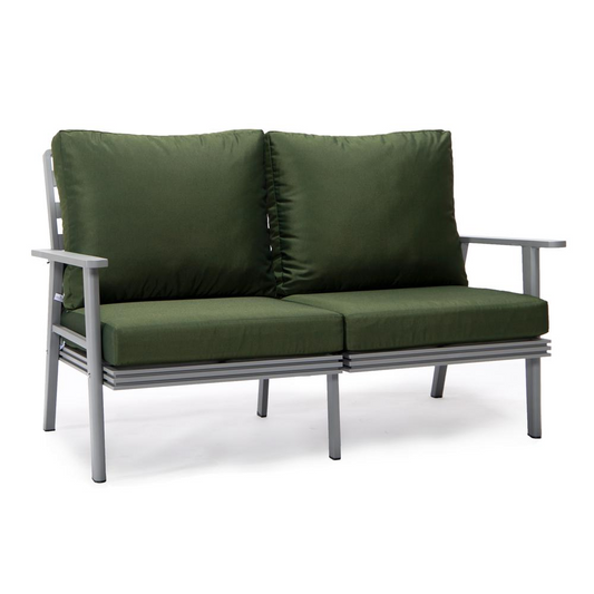 Walbrooke Outdoor Patio Loveseat with Gray Aluminum Frame - Weather Resistant and Comfortable